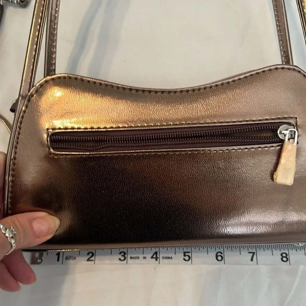 NWT Elegant Metallic Brown Womens Handbag Set perfect for all your essentials